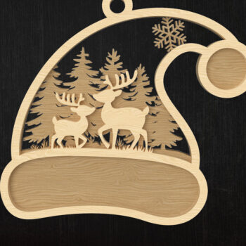 Intra απο ξύλο plywood 3mm-4mm πάχος Χριστουγεννιάτικο καπέλο στολίδι Δέσμη  Κοπή Δίασταση 8x8 cm INTRAFABR-109013193 - Image 4