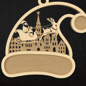 Intra απο ξύλο plywood 3mm-4mm πάχος Χριστουγεννιάτικο καπέλο στολίδι Δέσμη  Κοπή Δίασταση 8x8 cm INTRAFABR-109013193 - Image 6