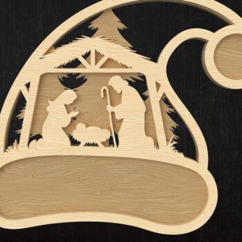 Intra απο ξύλο plywood 3mm-4mm πάχος Χριστουγεννιάτικο καπέλο στολίδι Δέσμη  Κοπή Δίασταση 8x8 cm INTRAFABR-109013193 - Image 9