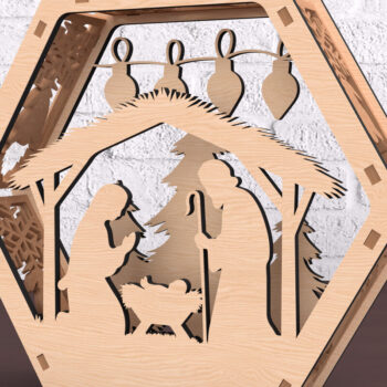 Intra απο ξύλο plywood 3mm-4mm πάχος Χριστουγεννιάτικο εξάγωνο φαναράκι Δίασταση 30x20 cm INTRAFABR-108492852 - Image 2