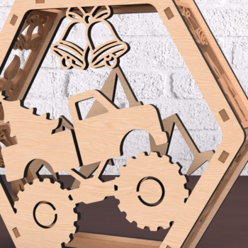 Intra απο ξύλο plywood 3mm-4mm πάχος Χριστουγεννιάτικο εξάγωνο φαναράκι Δίασταση 30x20 cm INTRAFABR-108492852 - Image 3