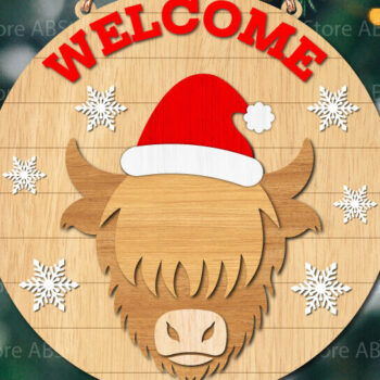 Intra απο ξύλο plywood 3mm-4mm πάχος Χριστούγεννα Highland Cow Door Δίασταση 15x15 cm INTRAFABR-109697965 - Image 4