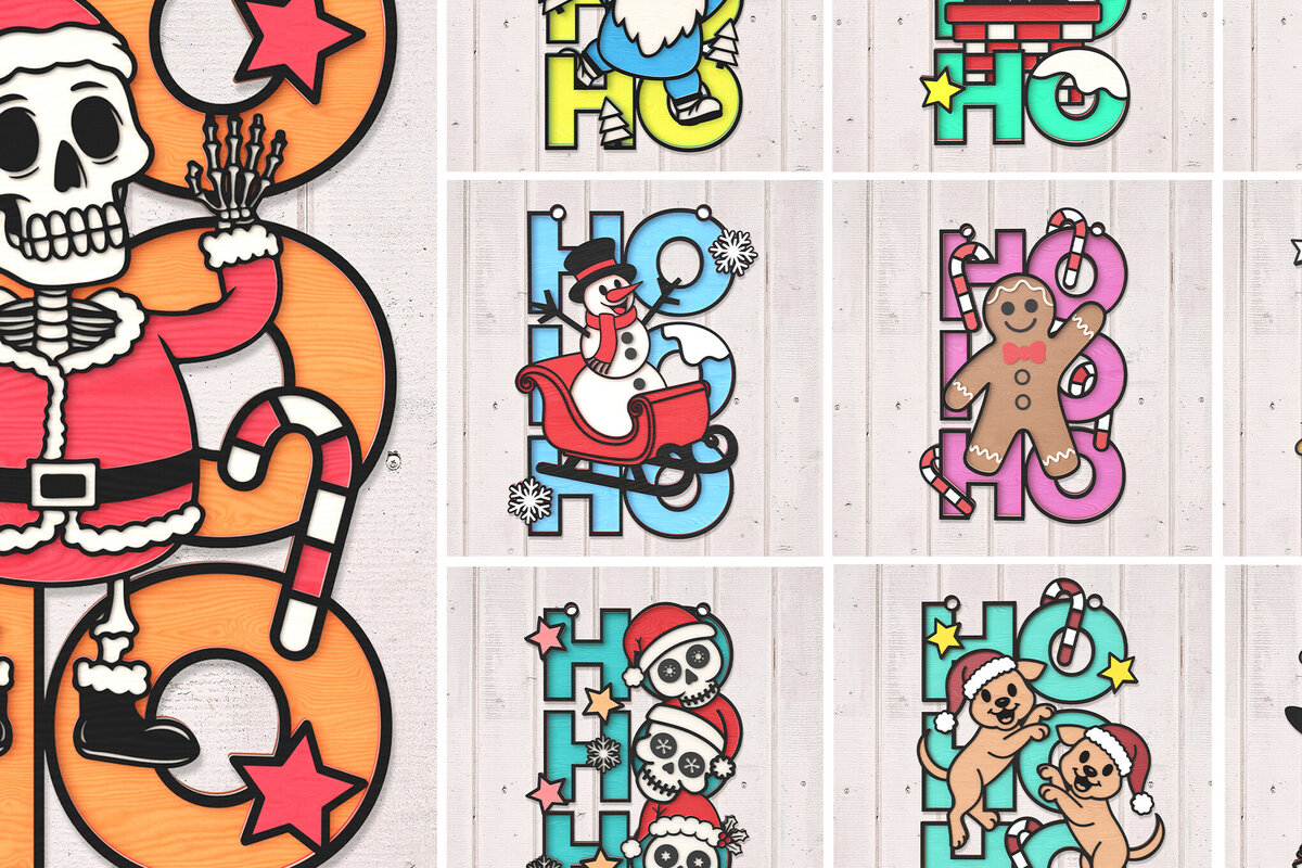 Intra απο ξύλο plywood 3mm-4mm πάχος χριστουγεννιάτικων πινακίδων HO HO HO Δίασταση 30x20 cm INTRAFABR-106853569