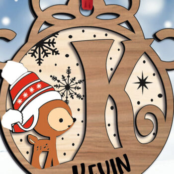 Intra απο ξύλο plywood 3mm-4mm πάχος Χριστουγεννιάτικο εορταστικό γράμμα K Στολίδι Δίασταση 8x8 cm INTRAFABR-109760304 - Image 1