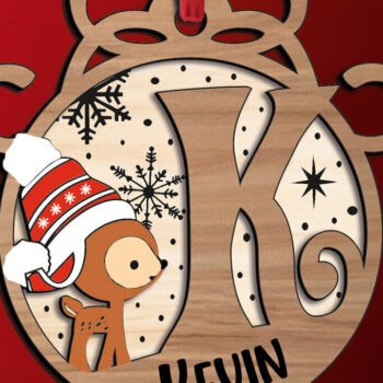 Intra απο ξύλο plywood 3mm-4mm πάχος Χριστουγεννιάτικο εορταστικό γράμμα K Στολίδι Δίασταση 8x8 cm INTRAFABR-109760304 - Image 2