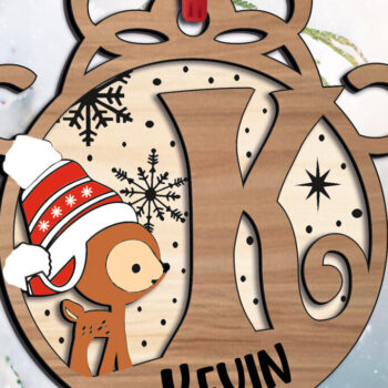 Intra απο ξύλο plywood 3mm-4mm πάχος Χριστουγεννιάτικο εορταστικό γράμμα K Στολίδι Δίασταση 8x8 cm INTRAFABR-109760304 - Image 3