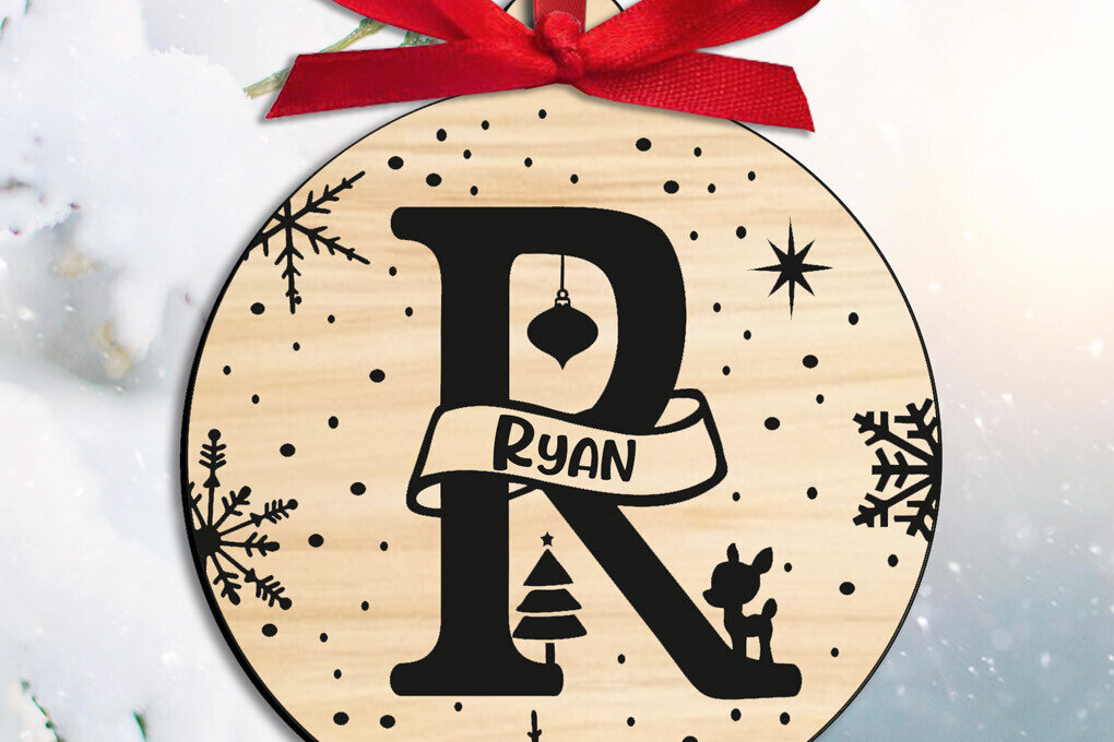 Intra απο ξύλο plywood 3mm-4mm πάχος Μονόγραμμα Χριστουγέννων Γράμμα R Δίασταση 8x8 cm INTRAFABR-109379972