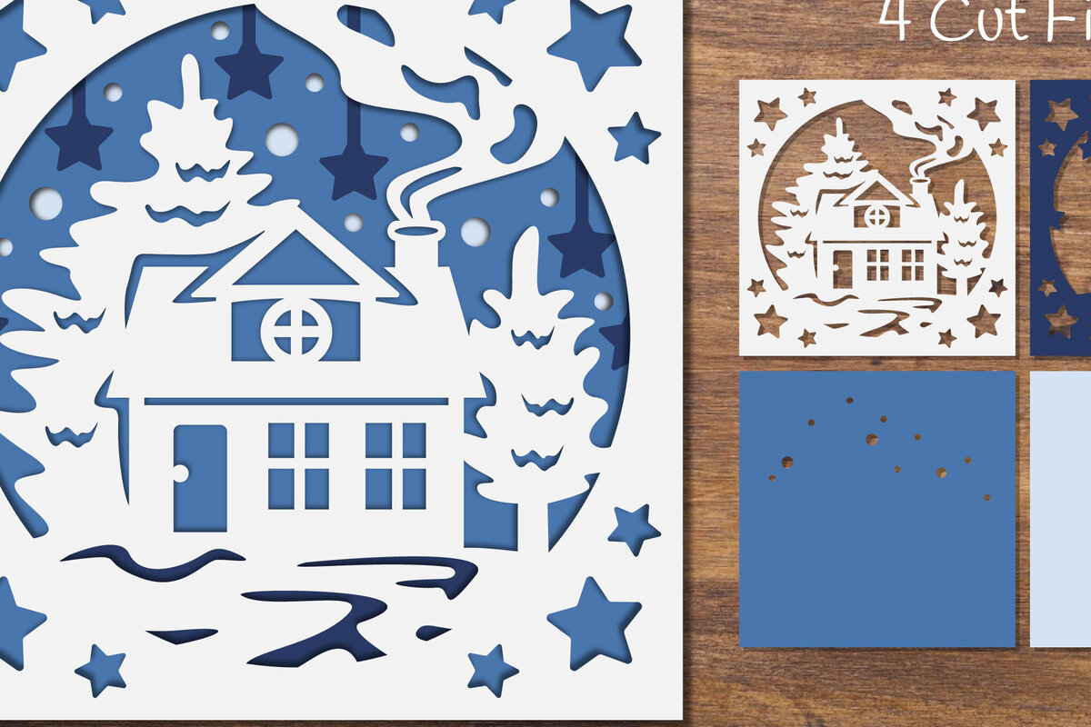 Intra απο ξύλο plywood 3mm-4mm πάχος Christmas Home Layered Papercut Δίασταση 15x15 cm INTRAFABR-85008935