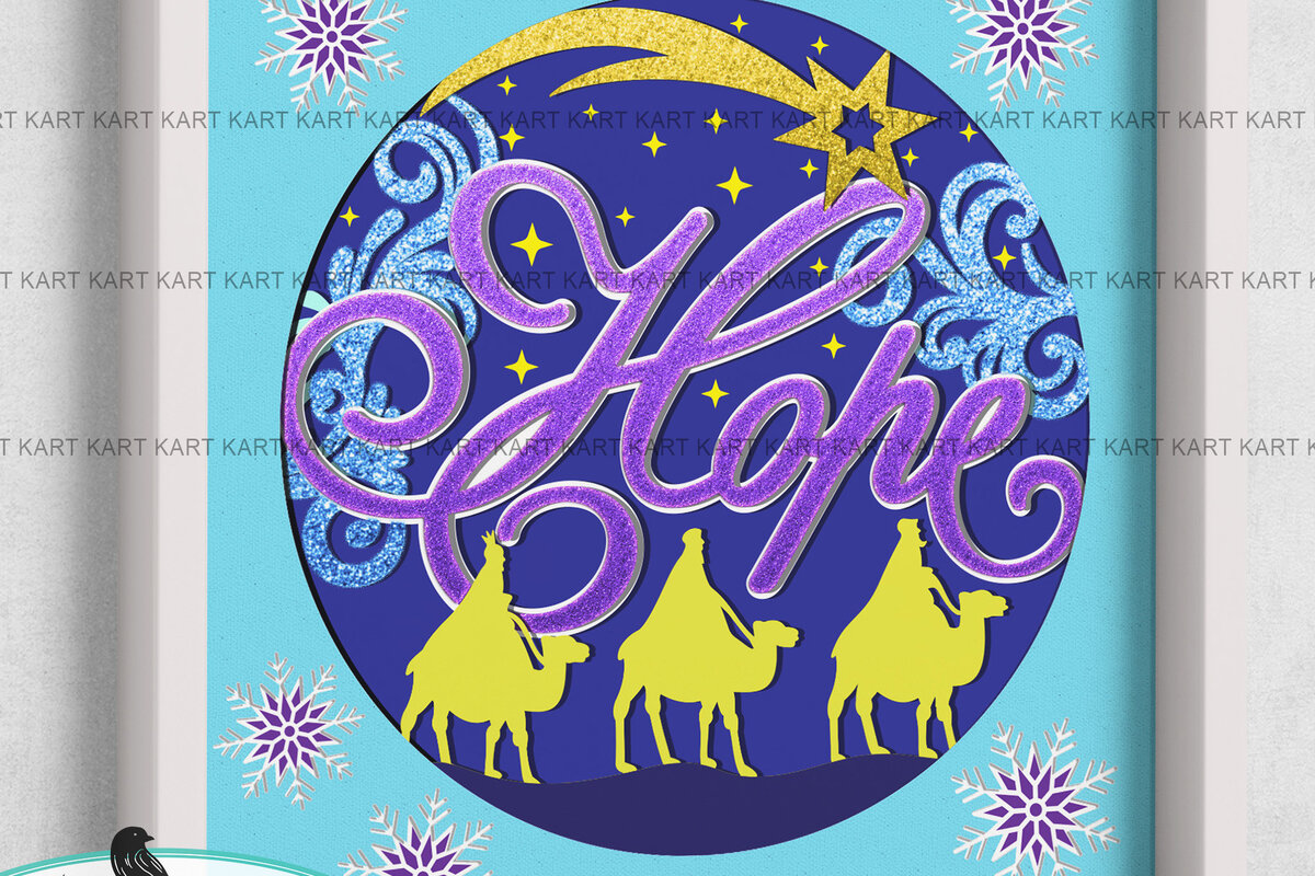 Intra απο ξύλο plywood 3mm-4mm πάχος Christmas Hope Nativity Shadow Box Δίασταση 8x8 cm INTRAFABR-53942593