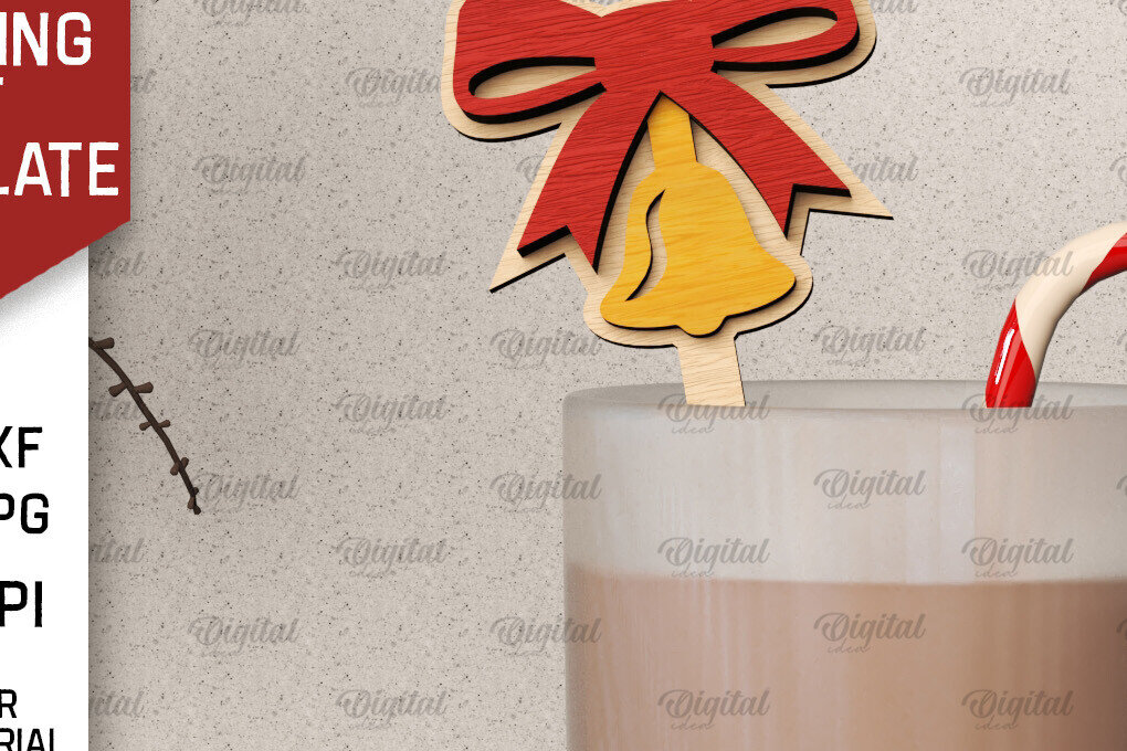 Intra απο ξύλο plywood 3mm-4mm πάχος Christmas Hot Chocolate Stirrer  Δίασταση 15x15 cm INTRAFABR-104866793