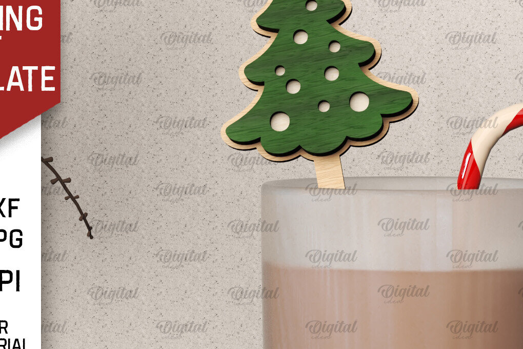 Intra απο ξύλο plywood 3mm-4mm πάχος Christmas Hot Chocolate Stirrer  Δίασταση 15x15 cm INTRAFABR-104866972