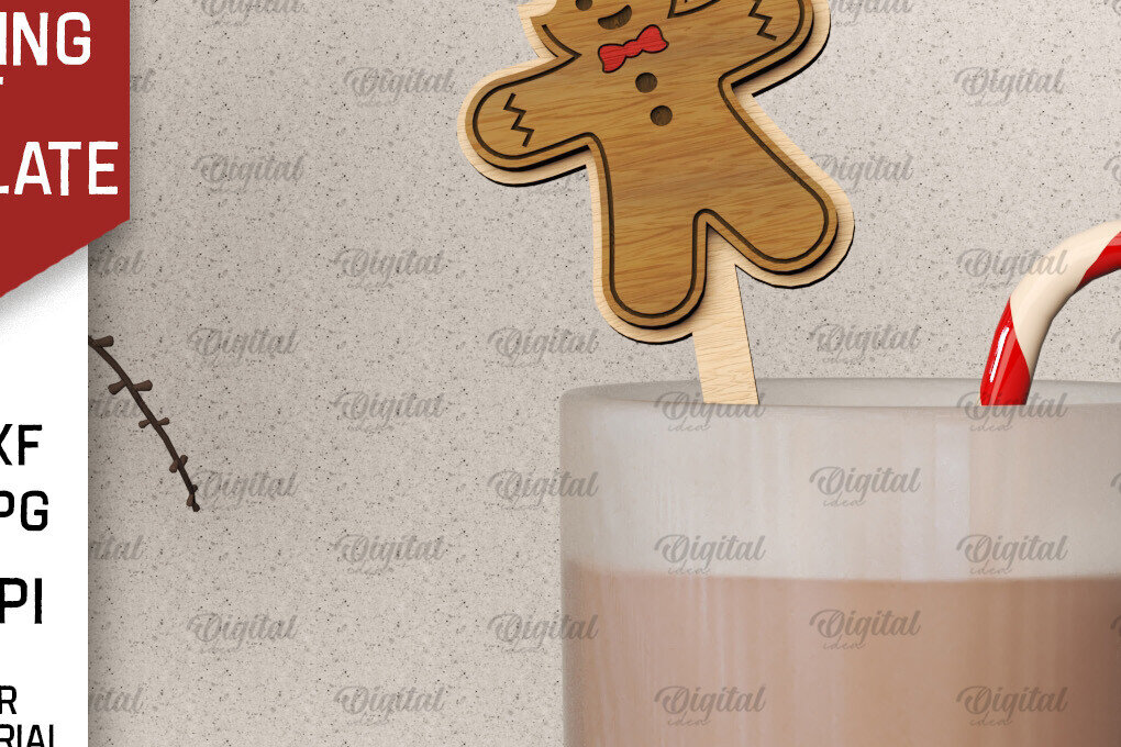 Intra απο ξύλο plywood 3mm-4mm πάχος Christmas Hot Chocolate Stirrer  Δίασταση 15x15 cm INTRAFABR-104865988 - Image 1