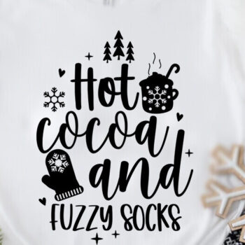 Intra απο ξύλο plywood 3mm-4mm πάχος Χριστουγεννιάτικο ζεστό κακάο και κάλτσες Fuzzy Δίασταση 15x15 cm INTRAFABR-80544638 - Image 1