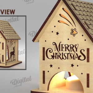 Intra απο ξύλο plywood 3mm-4mm πάχος Χριστουγεννιάτικο Σπίτι Κηροπήγιο Δίασταση 15x15 cm INTRAFABR-108507907