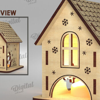 Intra απο ξύλο plywood 3mm-4mm πάχος Χριστουγεννιάτικο Σπίτι Κηροπήγιο Δίασταση 15x15 cm INTRAFABR-108507042 - Image 1