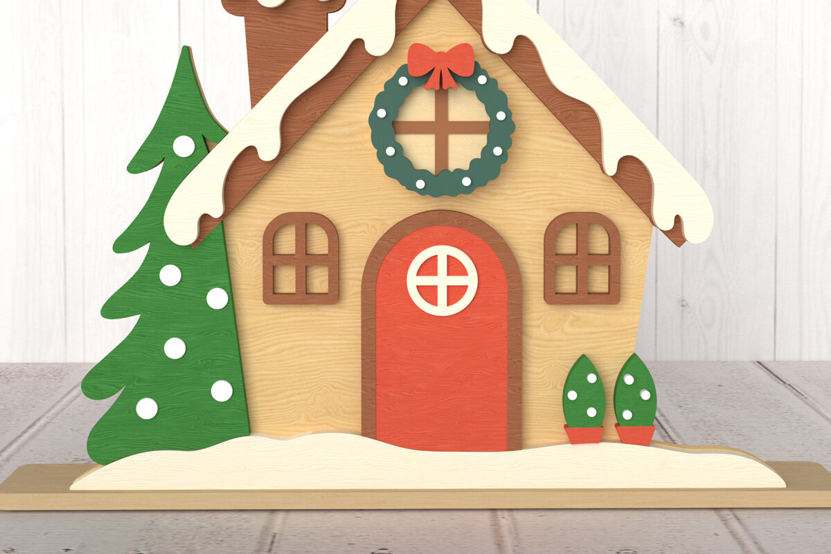 Intra απο ξύλο plywood 3mm-4mm πάχος Διακόσμηση Χριστουγεννιάτικου σπιτιού με λέιζερ Δίασταση 30x20 cm INTRAFABR-107875456
