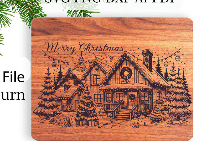 Intra απο ξύλο plywood 3mm-4mm πάχος Χριστουγεννιάτικο Σπίτι Χαρακτική Δίασταση 15x15 cm INTRAFABR-111429423