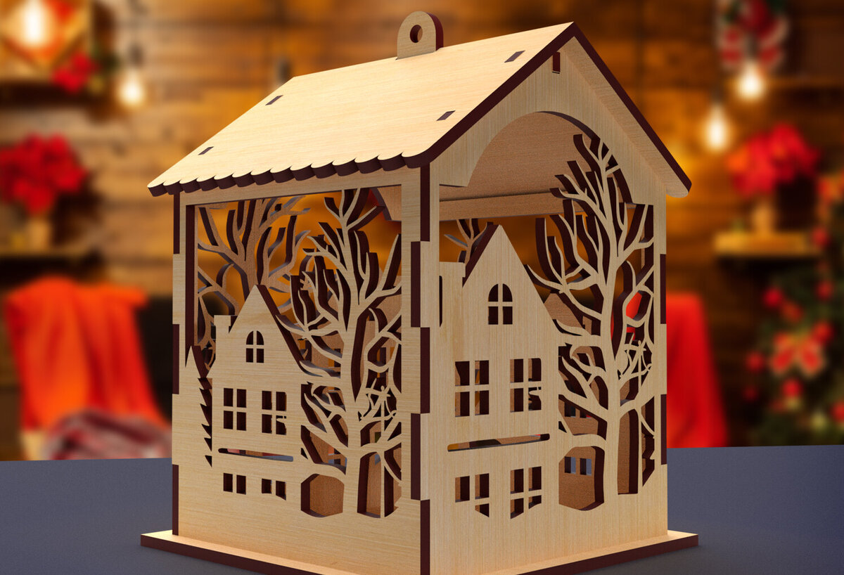 Intra απο ξύλο plywood 3mm-4mm πάχος 09 για Χριστουγεννιάτικο Σπίτι Δίασταση 15x15 cm INTRAFABR-82065181