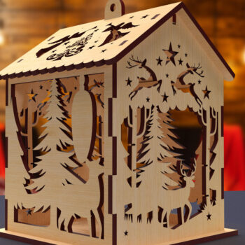 Intra απο ξύλο plywood 3mm-4mm πάχος 10 Cut  Christmas House Δίασταση 15x15 cm INTRAFABR-82065176 - Image 1