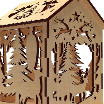 Intra απο ξύλο plywood 3mm-4mm πάχος 10 Cut  Christmas House Δίασταση 15x15 cm INTRAFABR-82065176 - Image 2