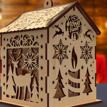 Intra απο ξύλο plywood 3mm-4mm πάχος Χριστουγεννιάτικο Σπίτι 11 Δίασταση 15x15 cm INTRAFABR-82065170 - Image 1