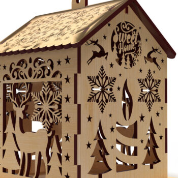 Intra απο ξύλο plywood 3mm-4mm πάχος Χριστουγεννιάτικο Σπίτι 11 Δίασταση 15x15 cm INTRAFABR-82065170 - Image 2