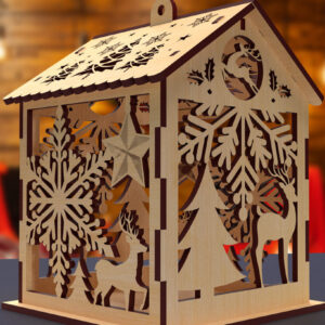Intra απο ξύλο plywood 3mm-4mm πάχος Cut  Christmas House 12 Δίασταση 15x15 cm INTRAFABR-82065158