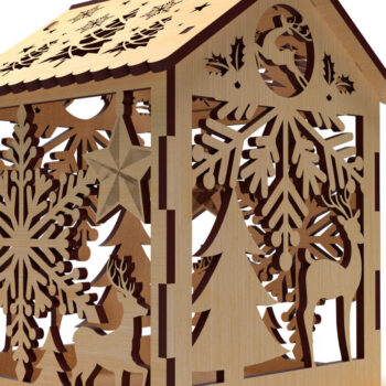 Intra απο ξύλο plywood 3mm-4mm πάχος Cut  Christmas House 12 Δίασταση 15x15 cm INTRAFABR-82065158 - Image 2