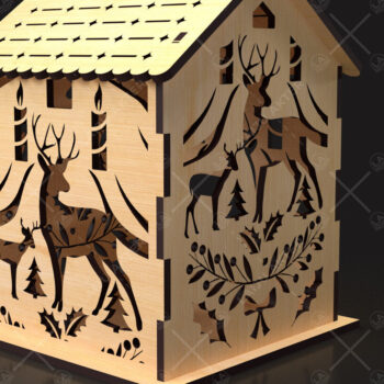 Intra απο ξύλο plywood 3mm-4mm πάχος 13 Cut  Christmas House Δίασταση 15x15 cm INTRAFABR-84625039 - Image 1