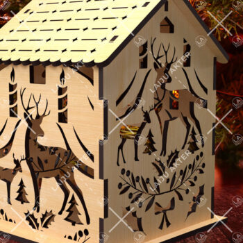 Intra απο ξύλο plywood 3mm-4mm πάχος 13 Cut  Christmas House Δίασταση 15x15 cm INTRAFABR-84625039 - Image 2