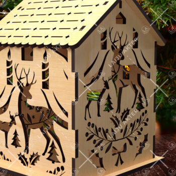 Intra απο ξύλο plywood 3mm-4mm πάχος 13 Cut  Christmas House Δίασταση 15x15 cm INTRAFABR-84625039 - Image 3