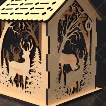 Intra απο ξύλο plywood 3mm-4mm πάχος 15 Cut  Christmas House Δίασταση 15x15 cm INTRAFABR-84625051 - Image 1
