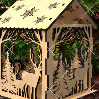 Intra απο ξύλο plywood 3mm-4mm πάχος 16 Cut  Christmas House Δίασταση 15x15 cm INTRAFABR-84625062 - Image 2