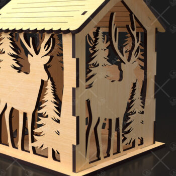 Intra απο ξύλο plywood 3mm-4mm πάχος 17 Cut  Christmas House Δίασταση 15x15 cm INTRAFABR-84625073 - Image 1