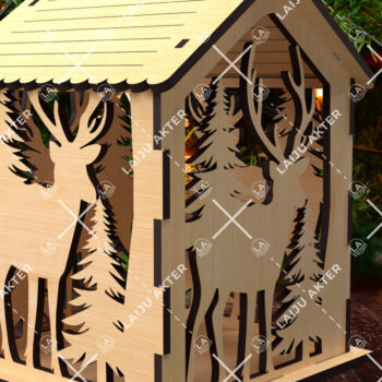 Intra απο ξύλο plywood 3mm-4mm πάχος 17 Cut  Christmas House Δίασταση 15x15 cm INTRAFABR-84625073 - Image 2