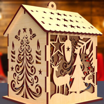 Intra απο ξύλο plywood 3mm-4mm πάχος Cut Χριστουγεννιάτικου Σπίτι με λέιζερ02 Δίασταση 15x15 cm INTRAFABR-82065046 - Image 1