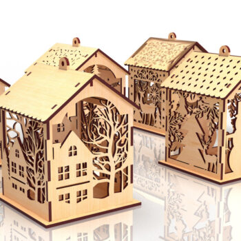 Intra απο ξύλο plywood 3mm-4mm πάχος Christmas House 02 Δίασταση 15x15 cm INTRAFABR-82093397 - Image 2