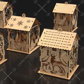 Intra απο ξύλο plywood 3mm-4mm πάχος Christmas House 03 Δίασταση 15x15 cm INTRAFABR-84625284 - Image 2