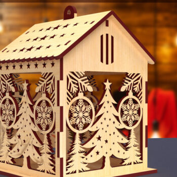 Intra απο ξύλο plywood 3mm-4mm πάχος Χριστουγεννιάτικο Σπίτι Set File01 Δίασταση 15x15 cm INTRAFABR-82064810 - Image 1