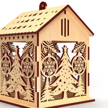 Intra απο ξύλο plywood 3mm-4mm πάχος Χριστουγεννιάτικο Σπίτι Set File01 Δίασταση 15x15 cm INTRAFABR-82064810 - Image 2