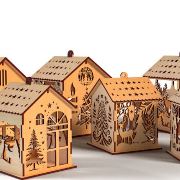 Intra απο ξύλο plywood 3mm-4mm πάχος Christmas House Set01 Δίασταση 15x15 cm INTRAFABR-82093150 - Image 3