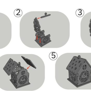 Intra απο ξύλο plywood 3mm-4mm πάχος Χριστουγεννιάτικο σπίτι με λέιζερ Δίασταση 15x15 cm INTRAFABR-48287746 - Image 2