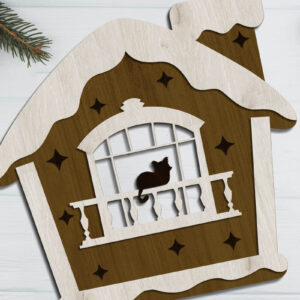 Intra απο ξύλο plywood 3mm-4mm πάχος ΧΡΙΣΤΟΥΓΕΝΝΙΑΤΙΚΟ ΣΠΙΤΙ Πολυεπίπεδη διακόσμηση σπιτιού Δίασταση 4x4 cm INTRAFABR-84772160