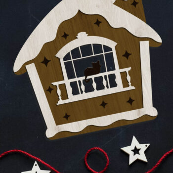 Intra απο ξύλο plywood 3mm-4mm πάχος ΧΡΙΣΤΟΥΓΕΝΝΙΑΤΙΚΟ ΣΠΙΤΙ Πολυεπίπεδη διακόσμηση σπιτιού Δίασταση 4x4 cm INTRAFABR-84772160 - Image 2