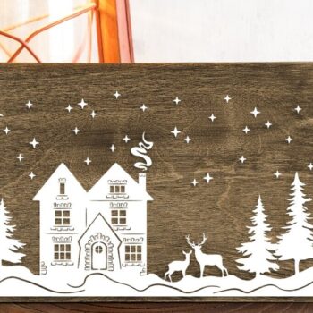 Intra απο ξύλο plywood 3mm-4mm πάχος Χριστουγεννιάτικο Σπίτι , Winter Cottage Δίασταση 30x20 cm INTRAFABR-110175814 - Image 1