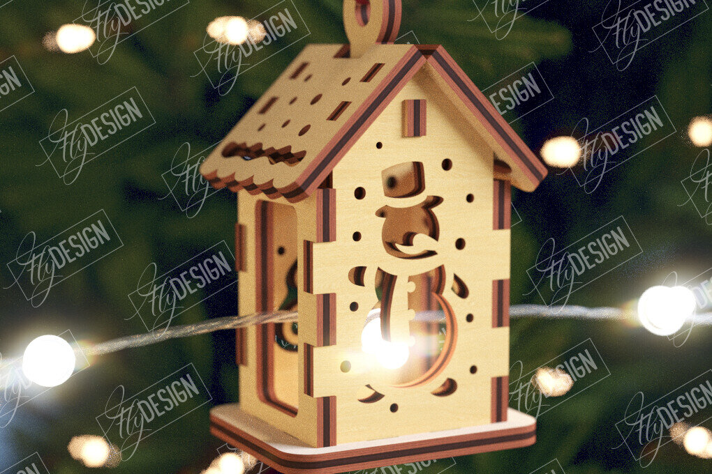 Intra απο ξύλο plywood 3mm-4mm πάχος Χριστουγεννιάτικα Σπίτια Γιρλάντα | CNC Δίασταση 15x15 cm INTRAFABR-106663793 - Image 2