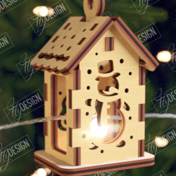 Intra απο ξύλο plywood 3mm-4mm πάχος Χριστουγεννιάτικα Σπίτια Γιρλάντα | Σπίτι Άγιου Βασίλη Δίασταση 15x15 cm INTRAFABR-106663615 - Image 1