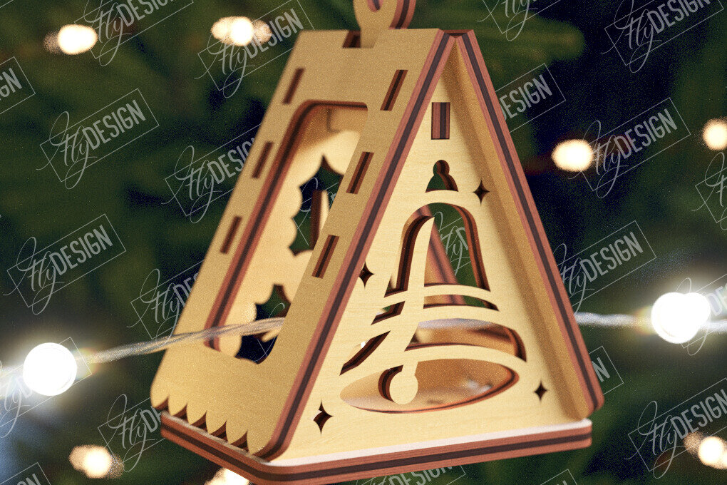 Intra απο ξύλο plywood 3mm-4mm πάχος Χριστουγεννιάτικα Σπίτια Γιρλάντα | Σπίτι Άγιου Βασίλη Δίασταση 15x15 cm INTRAFABR-106663653