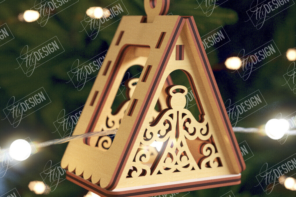 Intra απο ξύλο plywood 3mm-4mm πάχος Χριστουγεννιάτικα Σπίτια Γιρλάντα | Σπίτι Άγιου Βασίλη Δίασταση 15x15 cm INTRAFABR-106663659