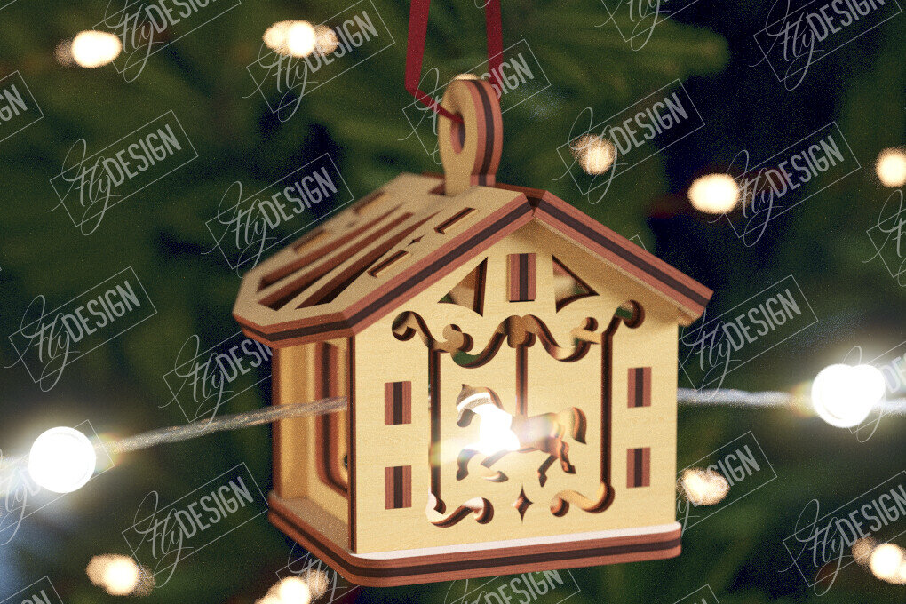 Intra απο ξύλο plywood 3mm-4mm πάχος Χριστουγεννιάτικα Σπίτια Γιρλάντα | Σπίτι Άγιου Βασίλη Δίασταση 15x15 cm INTRAFABR-106663677